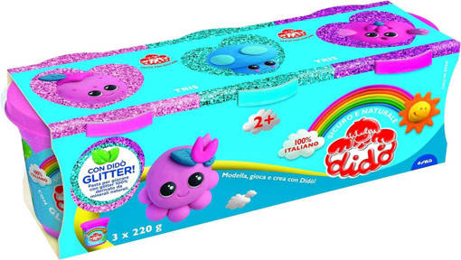 Fila - Didò - Barattolo Glitter 3 x 220 gr Rosa Magenta Azzurro F363800