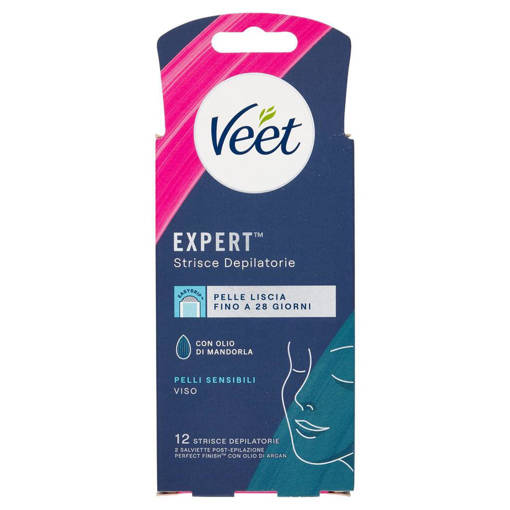 Veet Strisce Viso Expert Pelli Sensibili 12 Pezzi 
