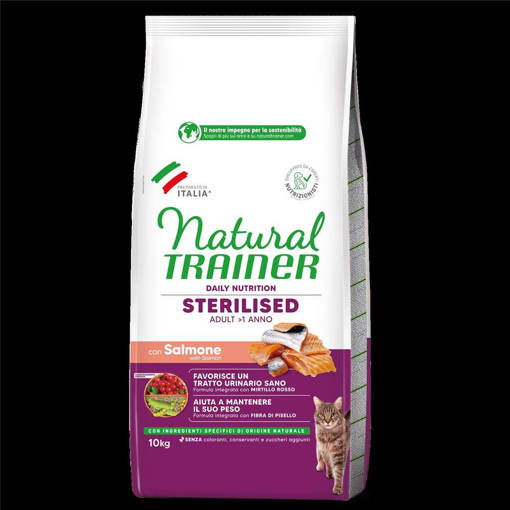 Natural Trainer Gatto Sterilizzato 10 kg con Salmone