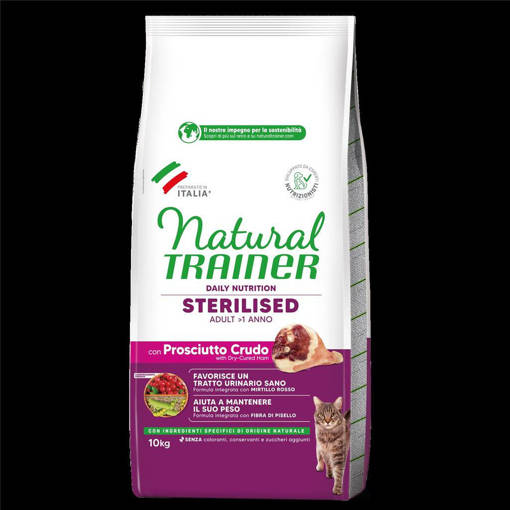 Natural Trainer Gatto Sterilizzato 10 kg con Prosciutto
