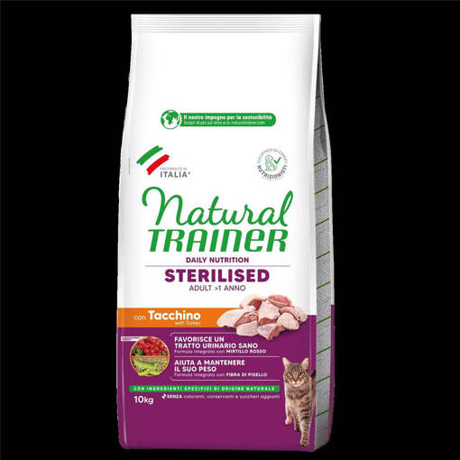 Natural Trainer Gatto Sterilizzato 10 kg con Tacchino
