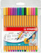 pennarello stabilo point 88 colori standard + neon 15 pz