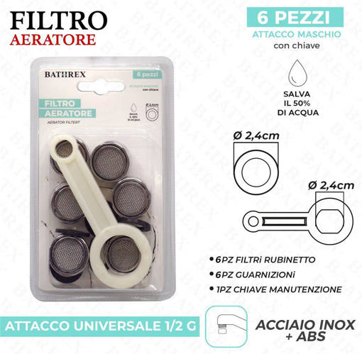 Bathrex Filtro Aeratore Maschio 6Pz C/Chiave