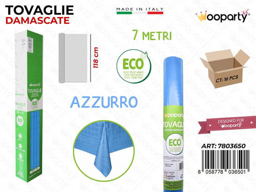 /Tovaglie Damascate Azzurro 7*1.18Mt