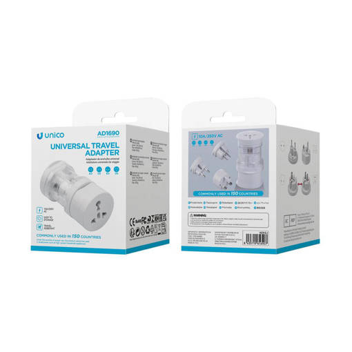Unico AD1690 Travel Universal Multi-Function Adapter White ROHS