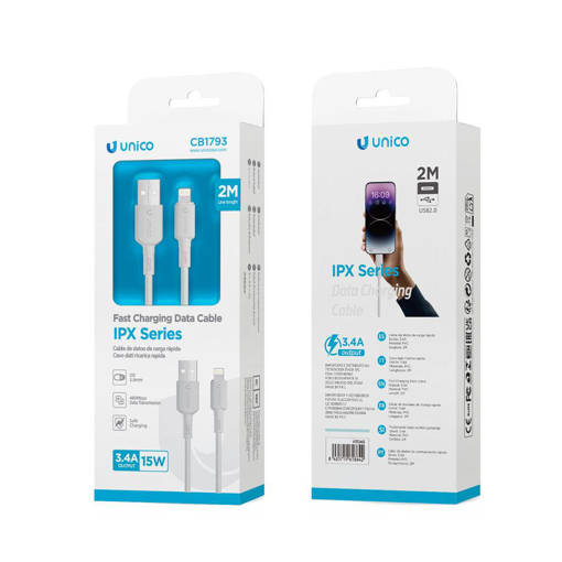 Unico CB1793 3.4A PVC Injection molding cable A-L 2M OD3.8 white ROHS