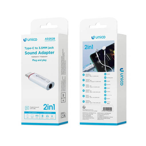 Unico AD2628 Type-C to 3.5mm Jack Audio Adapter White ROHS
