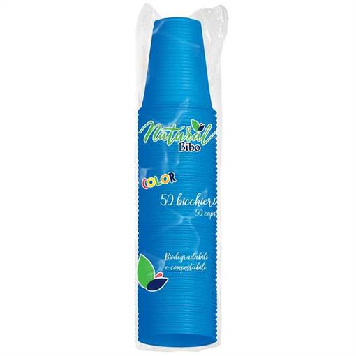 Bibo 50 Bicchieri 200 ml in Bioplastica - azzurri