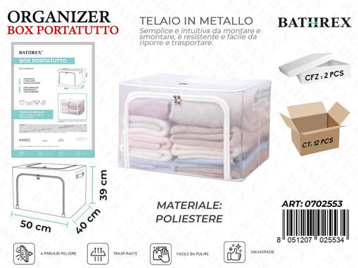 Bathrex Box 80L 50*40*39Cm Trasp. C/Telaio Metallo