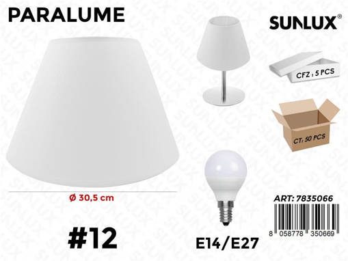 Paralume Tess. Bianco 12# 30.5Cm E14-E27 Pz Da 5**