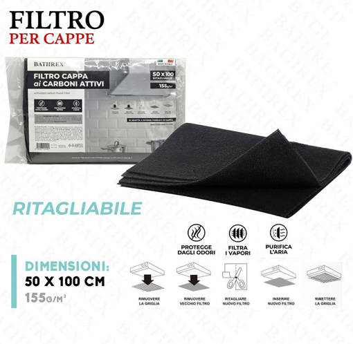 Bathrex Filtro Cappa Carbone 50*100Cm