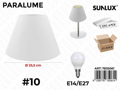 Paralume Tess. Bianco 10# 25.5Cm E14-E27 /Pz Da 6**