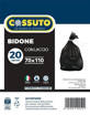 Cossuto Bidone Sacco 70X110, 110 litri, Nero, 20 sacchi, Chiusura a Laccetto