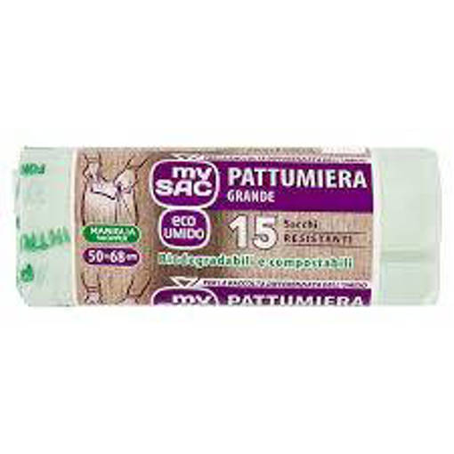 MySac Pattumiera Sacco 50X68, 30 litri, Naturale, 15 sacchi, T-Shirt