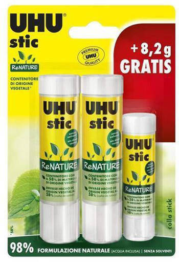 UHU - Colla Stic ReNature 21 gr 2 pz + 8,2 gr 1 pz gratis BTS