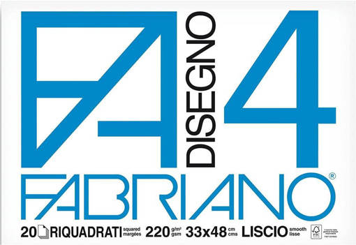 Fabriano - Album da Disegno F4 33 x 48 cm Riquadrato 20 Fogli 220 gr/m2