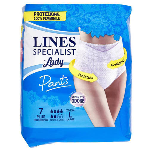 Lines Specialist Pants Plus Mutandina Assorbente Taglia Grande 7 Pezzi, Dispositivo Medico