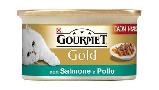 Purina Gourmet Gold Umido Gatto Dadini in Salsa con Salmone, 85 gr