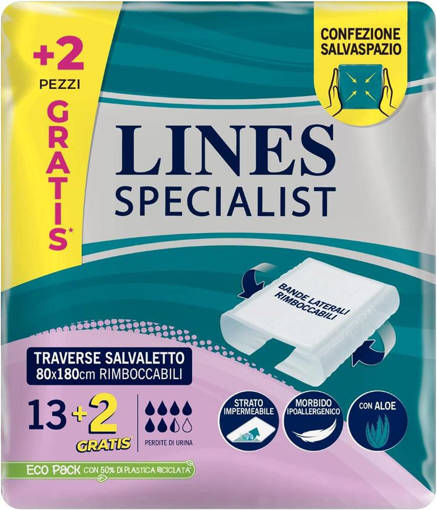 Lines Specialist Traverse Salvaletto Fasce Laterali Rimboccabili - Dispositivo Medico - 80x180 13+2 pezzi
