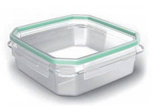 Tatay Contenitore Alimenti QUADRATO 1,3L CLICK CLACK TRASPARENTE-VERDE (4 PUNTI DI CHIUSURA, GUARNIZIONE IN SILICONE)