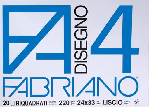 Fabriano - Album da Disegno F4 24 x 33 cm Riquadrato 20 Fogli 220 gr/m2