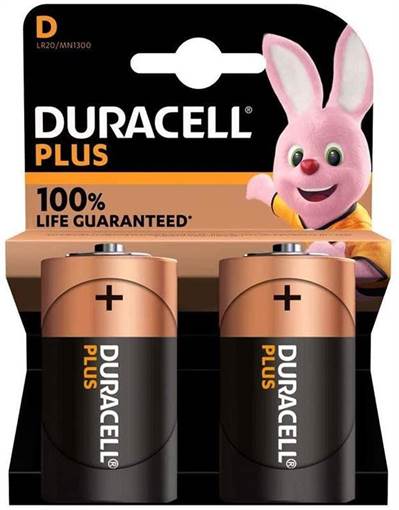 Duracell Pile Plus 100% D TORCIA PZ.2                            