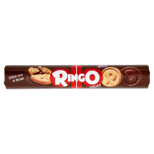 Ringo Cacao Biscotti Farciti con Crema Cacao Snack Merenda Tubo 165g