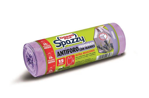 Domopak Spazzy Sacchi Nettezza, Lavanda, 28 litri, 15 pezzi