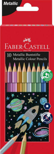 Faber Castell - Matite col. Metal. esagonali ast. da 10 201583