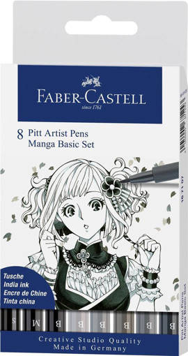Faber Castell - Pitt Artist Pen Manga Basic 8x  Grigi 167107