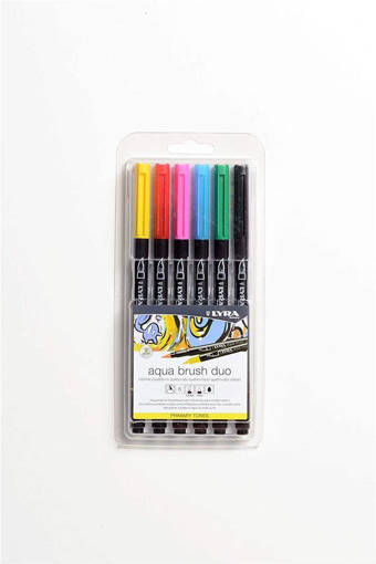 Fila - Lyra - Pennarello a doppia punta Aqua Brush 6 pz Primary Tones L6521060