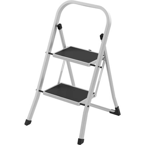Sgabello A 2 Gradini, Con Tappetini Anticivolo E Sistema Di Blocco_x000D_Materiale: Acciaio_x000D_Dimensioni Aperto: 46,5X51,6X82,5 Cm_x000D_Dimensioni Chiuso: 46,5X5,2X90 Cm_x000D_Altezza Del Gradino Superiore: 46,8 Cm_x000D_Peso Netto Del Prodo