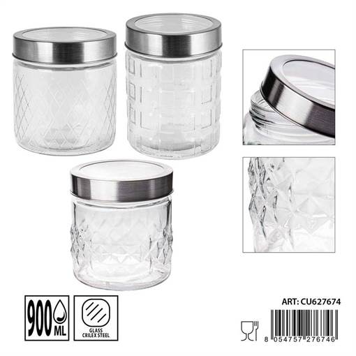Dc Casa Barattolo Vetro 900Ml 11.2X11.2X12.8Cm