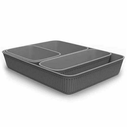 Tatay Set 4 pezzi Organizzatori Slim Grigio