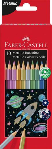 Faber Castell - Matite col. Metal. esagonali ast. da 10 201583