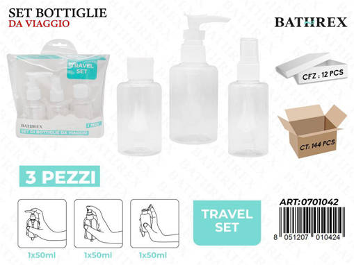 Bathrex.Set 3Pz Bottiglie Da Viaggio 50Ml