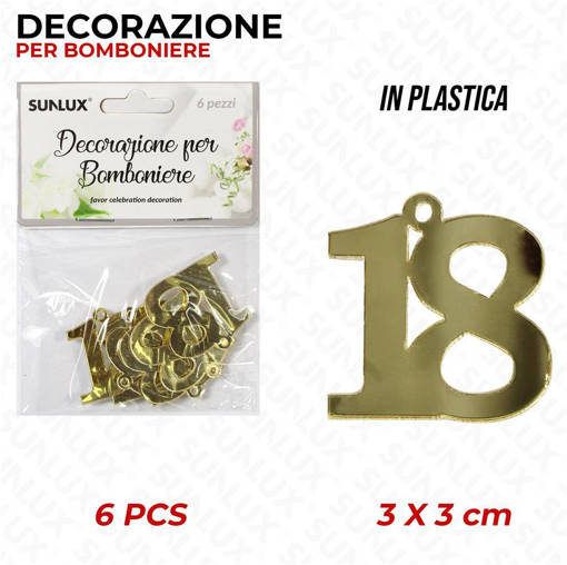 Sunlux Decorazione 18 Anni Per Bomboniere 1 Confezione 6 Pezzi