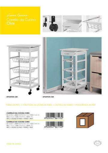 Carrellino Cucina Chris 37x37X76