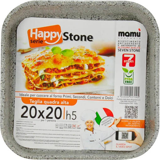 Happy Stone Teglia Quadra Alta 20x20 H5