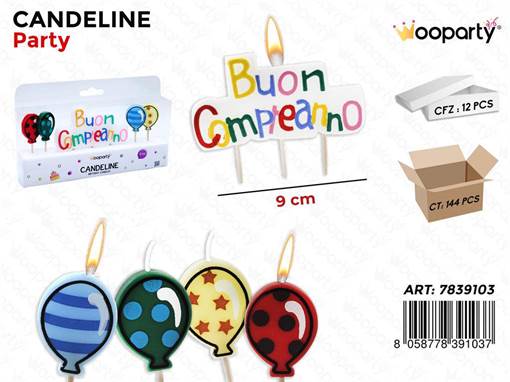 Candeline Buon Compleanno 5Pcs 9Cm /Pz Da 12**