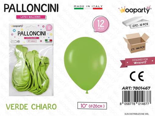 Palloncini Verde Chiaro 10'''' D.26Cm 12Pcs /Pz Da 12**