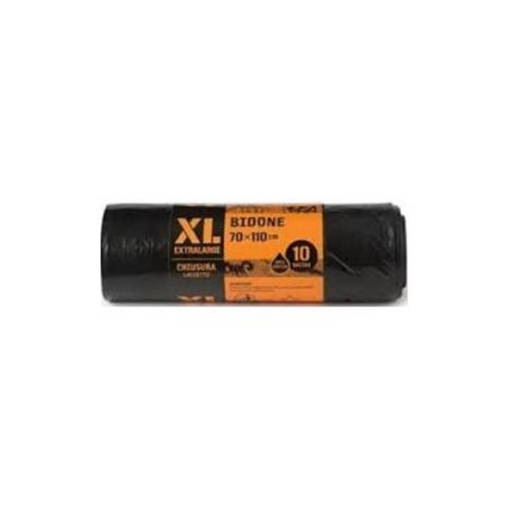 MySac Bidone Sacco 70X110, 110 litri, Nero, 10 sacchi, Chiusura a Laccetto