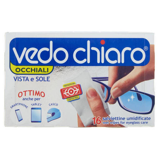 Vedochiaro Salviette Detergenti Occhiali Tablet Smartphone 16 Pz