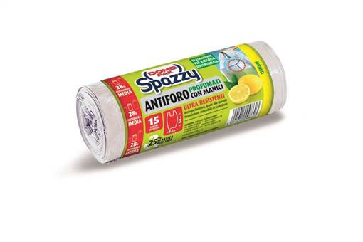 Domopak Spazzy Sacchi Nettezza, 28 litri, 52x54 cm, 15 pezzi, Trasparente