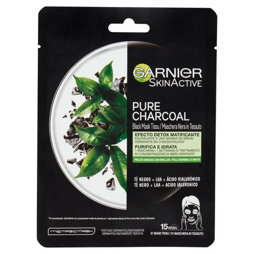 Garnier Maschera In Tessuto Pure Charcoal, Purifica E Idrata