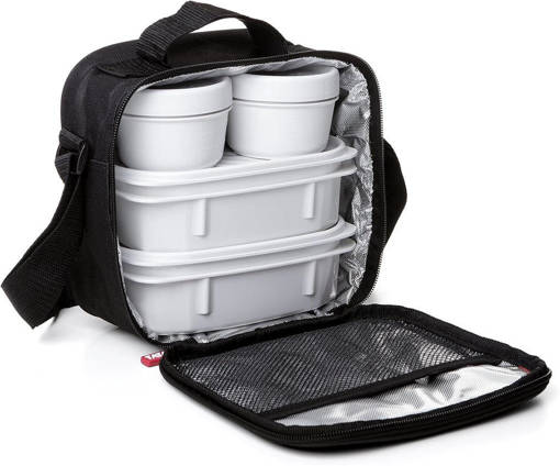 Tatay Kit Urban Food Casual Nero Borsa Ermetica 2 Contenitori Ovali 0,5 litri + 2 Contenitori da 0,2 litri