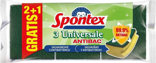 Spontex Spugna Abrasiva Salvaunghie UNIVERSALE, 3 pezzi, Antibatterica