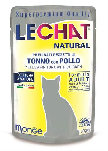Lechat Buste Natural 80 gr, Tonno e Pollo