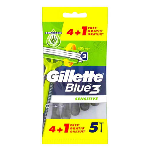 Gillette Rasoio Usa e Getta Blue 3 Sensitive, 5 pezzi
