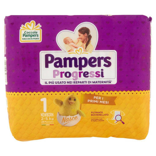 Pampers Progressi Newborn Taglia 1 (2-5Kg), 28 Pannolini